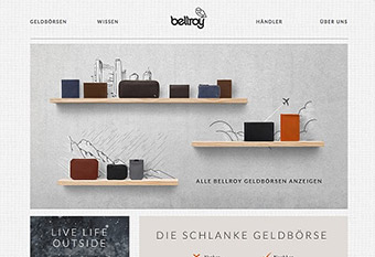 Schöne Optik, einfache Navigation, bellroy.com.