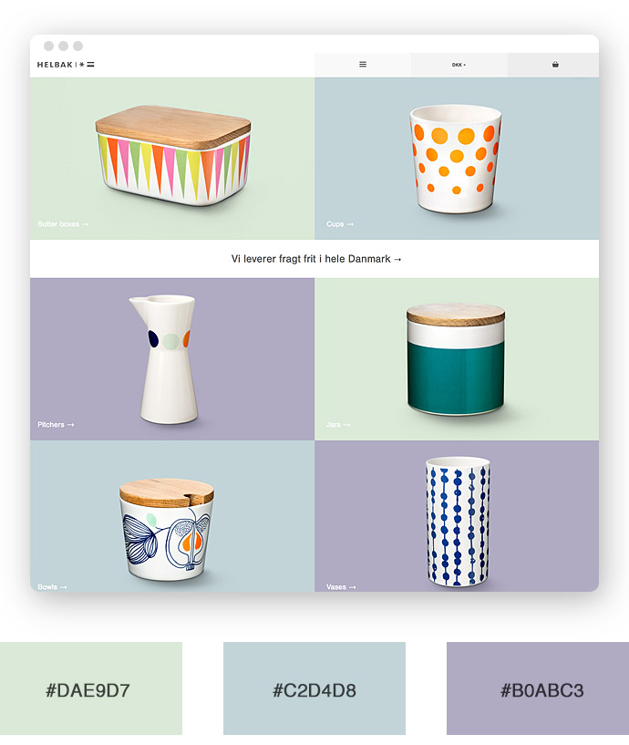 Die Hex-Farben des Jahres. Diese Farbtrends im Webdesign musst du kennen. 13 Helbak – Pastellfarbene Seite des Jahres