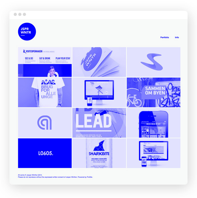 Die Hex-Farben des Jahres. Diese Farbtrends im Webdesign musst du kennen. 3 #0000ff – Die Hex-Farbe des Jahres im Einsatz bei jesperwinther.dk