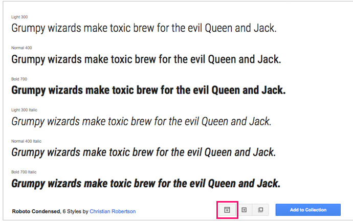 Google Fonts "See all Styles"