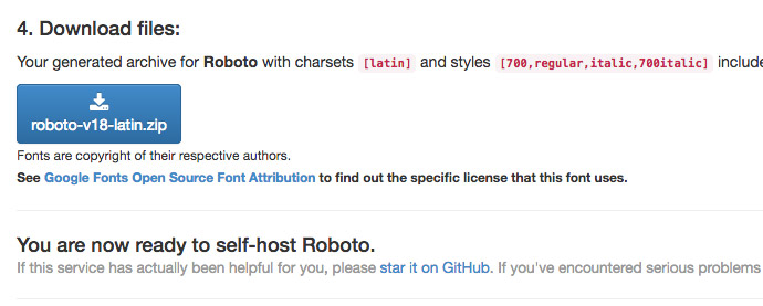 Google Webfonts Helper Download Button