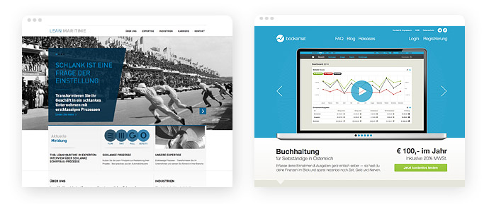 Beispiele für den Einsatz der Farbe Blau im Screendesign