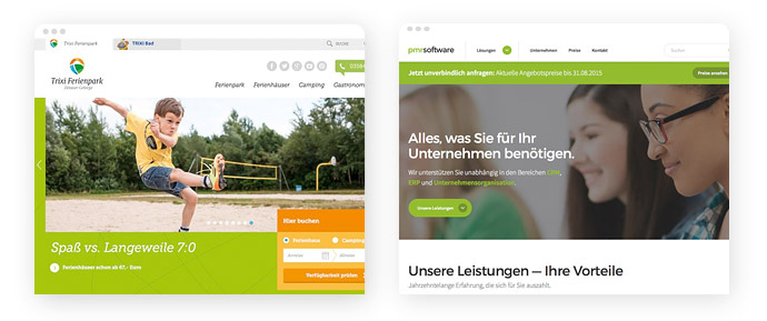 Beispiele für den Einsatz der Farbe Grün im Screendesign