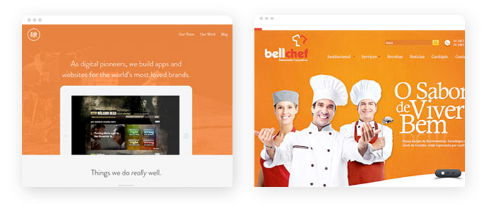 Beispiele für den Einsatz der Farbe Orange im Screendesign