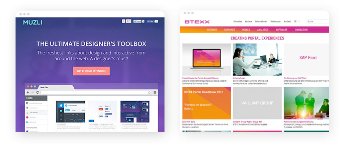 Beispiele für den Einsatz der Farbe Violett im Screendesign