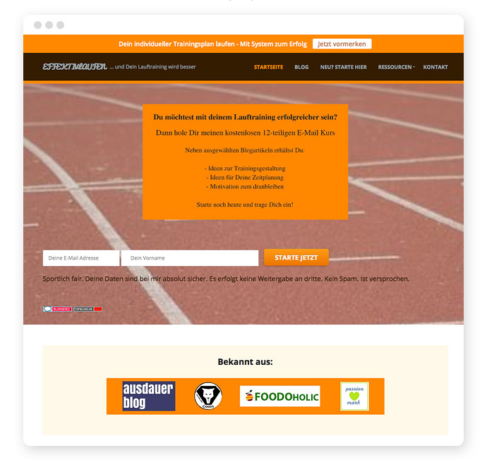 Fallstudie Webdesign – So einfach habe ich zwei Webdesigns optimiert 2 effektivlaufen-vorher