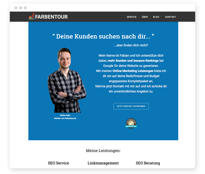 Fallstudie Webdesign – So einfach habe ich zwei Webdesigns optimiert 12 farbentour-webdesign