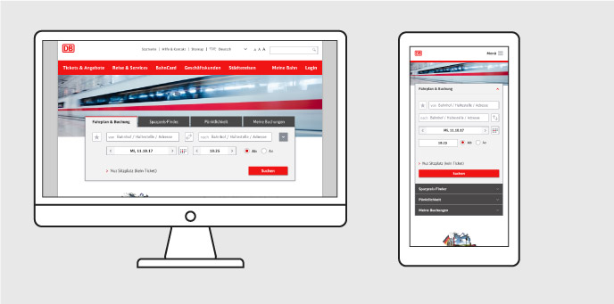 Die responsive Website der bahn.