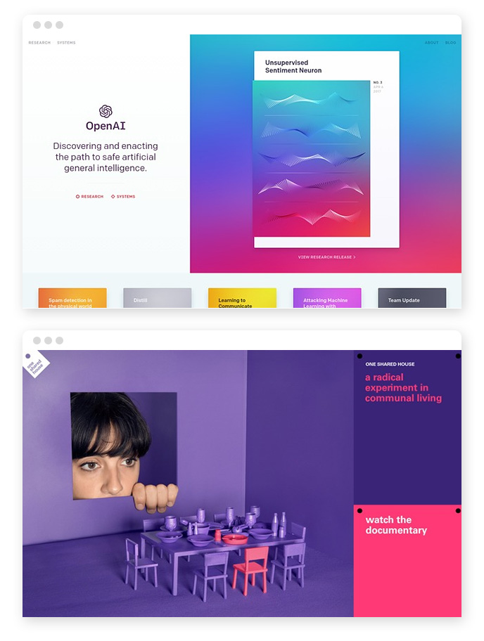 Kräftige Farben – Webdesign Trends