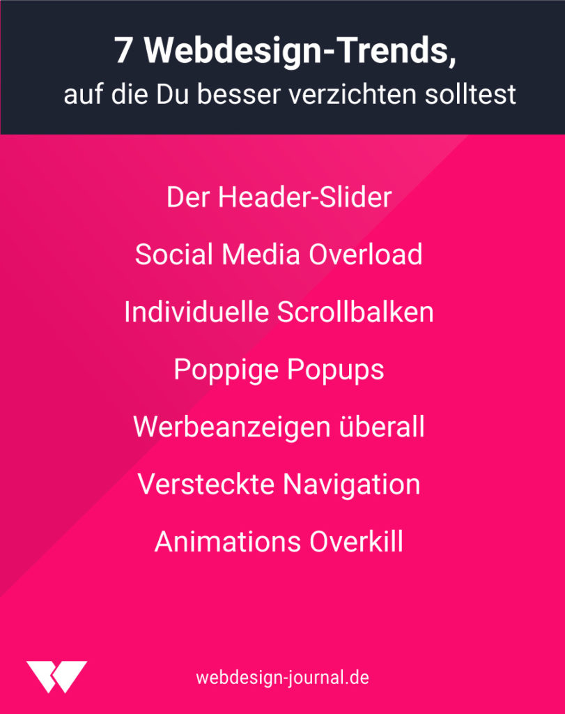  7 Webdesign-Trends, auf die Du besser verzichten solltest