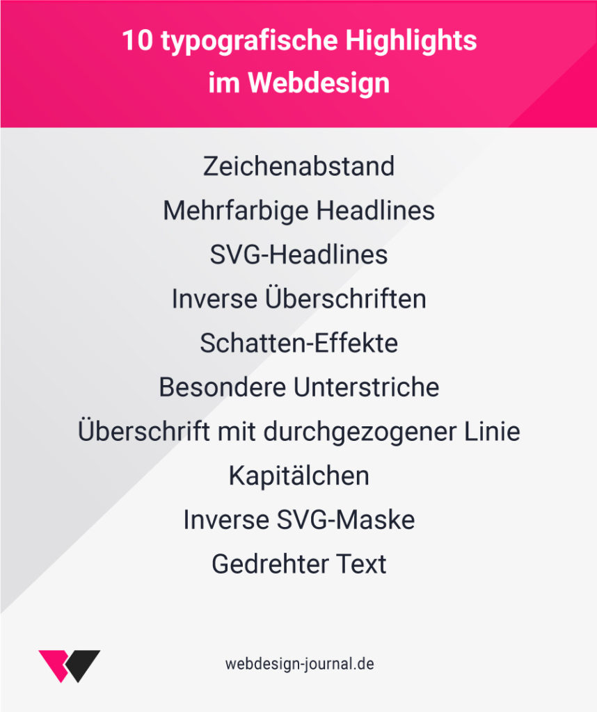 10 einfache Methoden für typografische Highlights 9 Typografische Highlights Webdesign