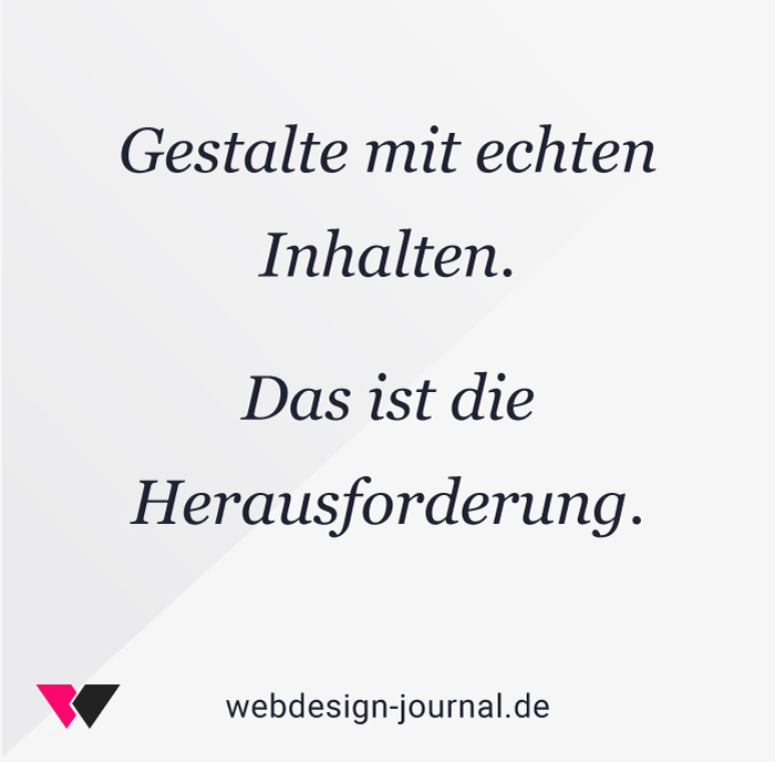 Webdesign zwischen Inhalten und Design.