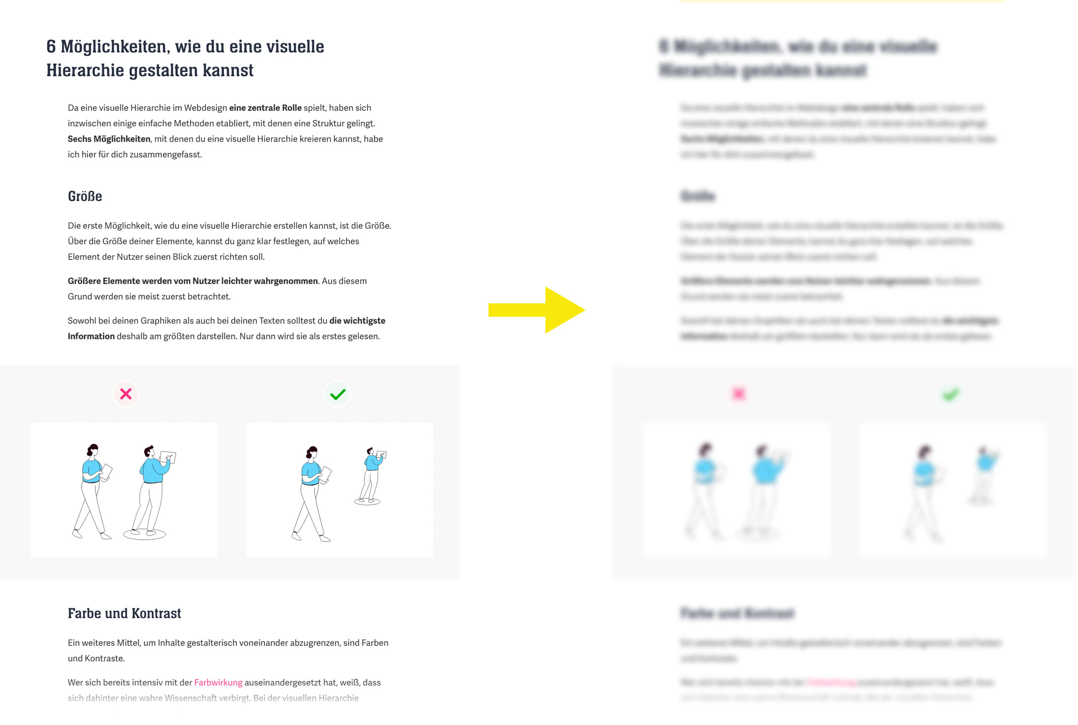 Die visuelle Hierarchie testen mit der Weichzeichner-Technik