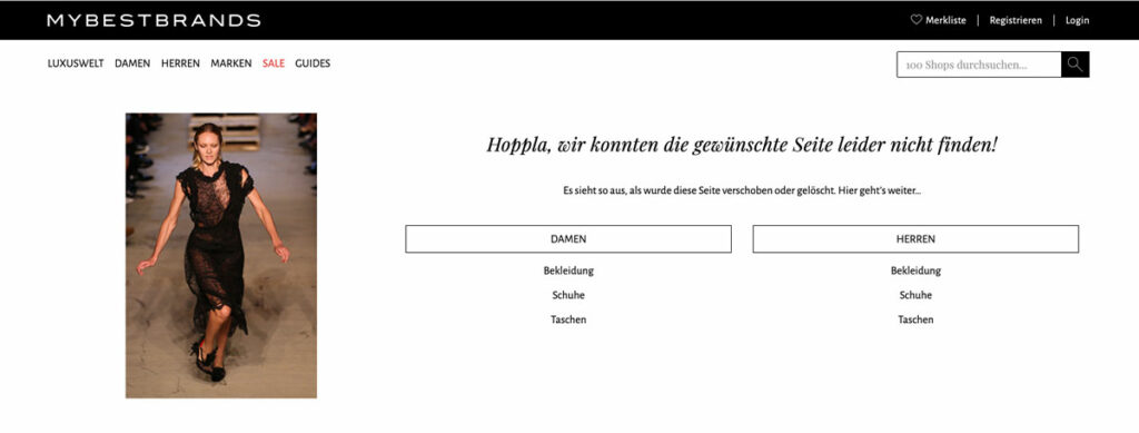 Eine 404-Fehlerseite, die auch weiterhilft.