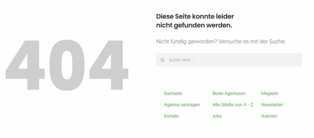 Eine typische 404-Fehlerseite
