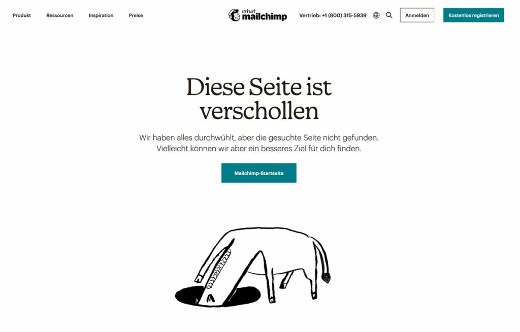 Klassische 404-Seite, lustige Illustration.